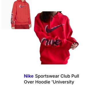 Nike Sportswear Club Xl University Red Hoodie with Logo Men Or Women Unisex Xxl